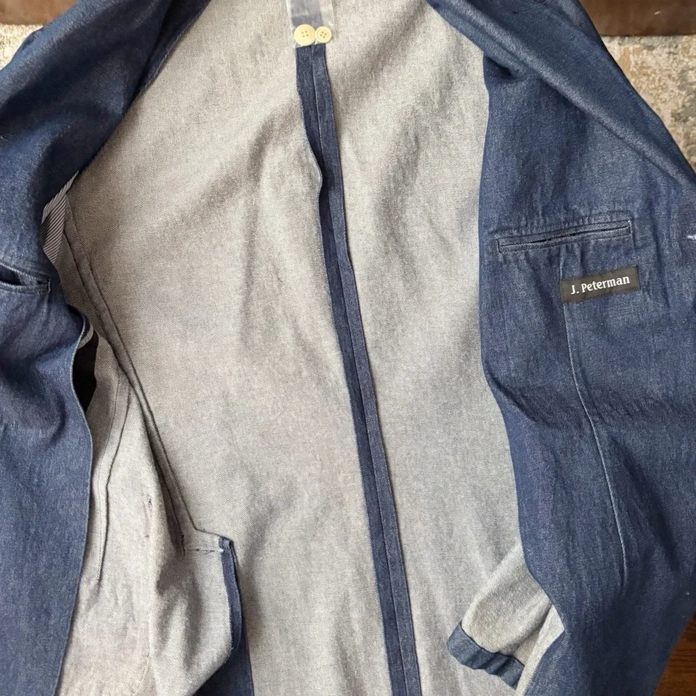 J. Peterman Men’s Denim Blazer Chore Coat Size 42R NWOT